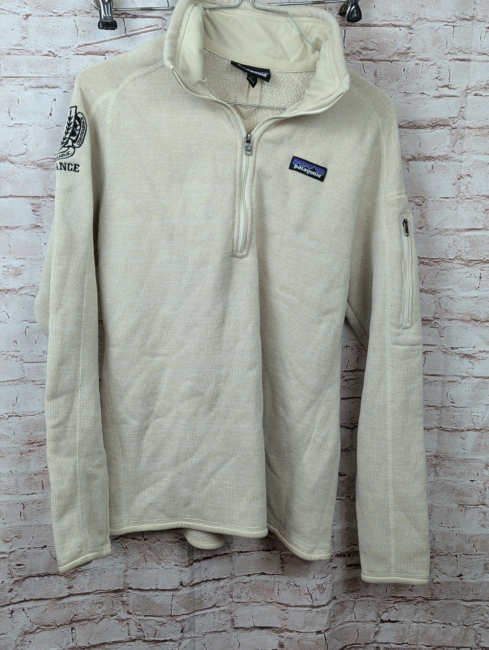 Patagonia Men’s Cream Quarter-Zip Pullover Sweater